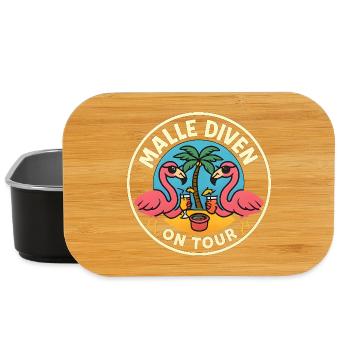 Malle Diven On Tour Damen Flamingo Mallorca Party - Lunch Box - Schwarz - Vorne