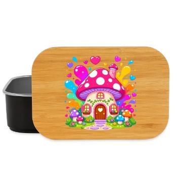 Colorful Mushroom House Magic - Lunch Box - black - Front