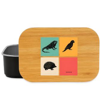 Lustiges exotische Haustier-Retro-Tiergitter-Design - Lunch Box - Schwarz - Vorne