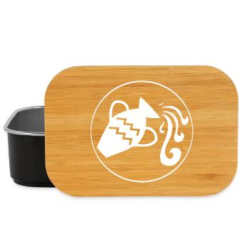 Aquarius Star Sign (White) - Lunch Box - black - Front