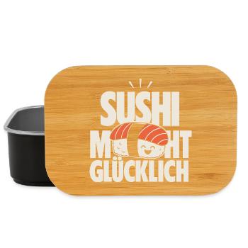 Sushi Macht Glücklich Kawaii Design - Lunch Box - Schwarz - Vorne