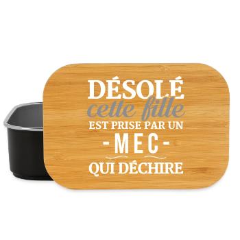Desole Cette Fille Est Prise Par Un Mec Qui Dec... - Boîte à goûter - noir - Devant