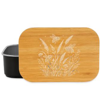 Bienen im Wildgras Linienstil - Lunch Box - Schwarz - Vorne