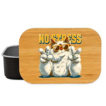 No Stress Cat with Sunglasses - Lunch Box - black - Front