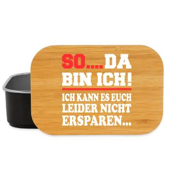 Da bin ich Ich bin da Sprüche Mann Frau Büro - Lunch Box - Schwarz - Vorne