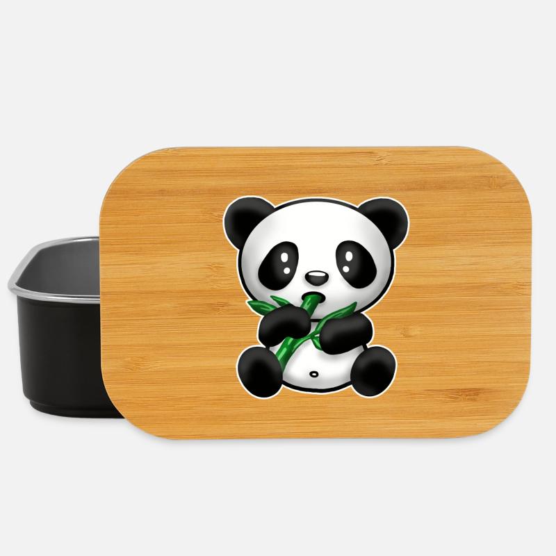 Panda avec du bambou - Boîte à goûter - noir