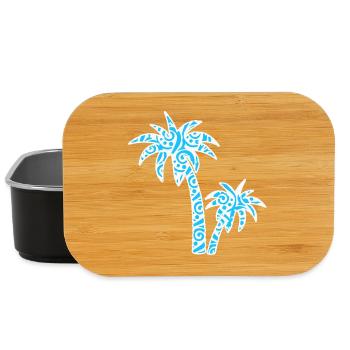 Tropic Wave Abstract Palm Design - Lunch Box - black - Front