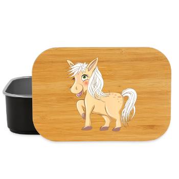 magical cute pony radiant and laughing - Lunch Box - black - Front