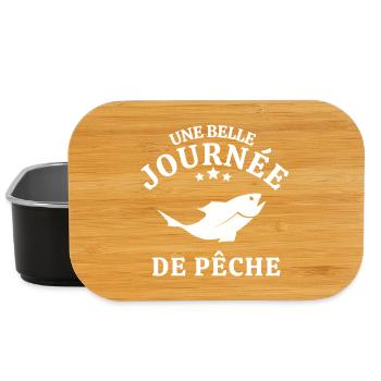 pêche, pêcheur, canne à pêche - Boîte à goûter - noir - Devant