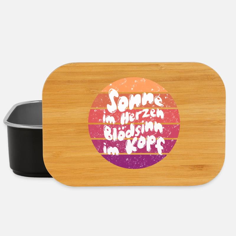 Sonne im Herzen Retro Kreis - Lunch Box - Schwarz
