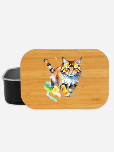 Wasserfarben Katze im Spritz-Look - Lunch Box - Schwarz