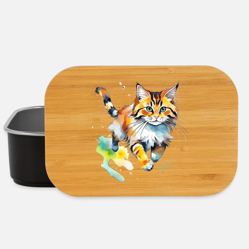 Wasserfarben Katze im Spritz-Look - Lunch Box - Schwarz