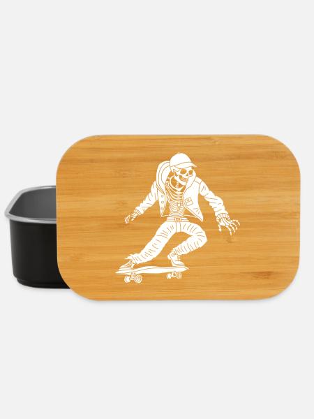 Squelette blanc en skateboard - Boîte à goûter - noir
