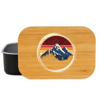 Mountain Sunset Retro Circle - Lunch Box - black - Front