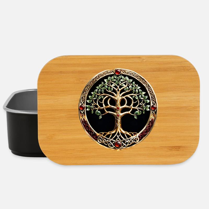 Eleganter und edler Lebensbaum mit keltischem Knoten. - Lunch Box - Schwarz