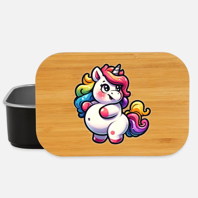 Colorful unicorn cuddly design - Lunch Box - black