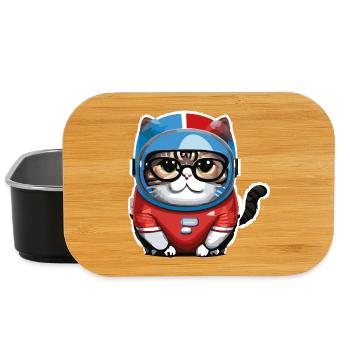 Katze Weltraum Space Cat Astronaut - Lunch Box - Schwarz - Vorne