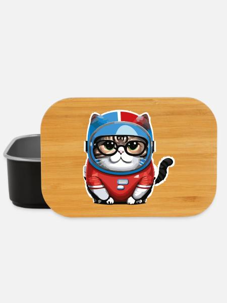 Katze Weltraum Space Cat Astronaut - Lunch Box - Schwarz
