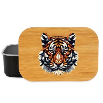 Tête de tigre colorée et géométrique - Motif polygonal - Boîte à goûter - noir - Devant