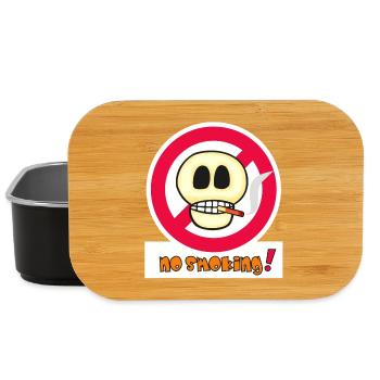 No Smoking Skull Face - Funny Emoticon - Lunch Box - black - Front