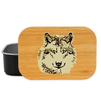 Wolf braun blaue Augen - Lunch Box - Schwarz - Vorne