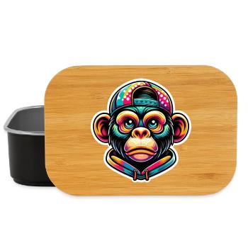 Affe Hoodie Cap bunt - Lunch Box - Schwarz - Vorne