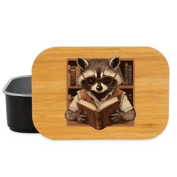 Intelligent raccoon with glasses and book – book - Lunch Box - black - Front