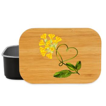 Schlüsselblume mit Herz – Liebevolles Motiv - Lunch Box - Schwarz - Vorne