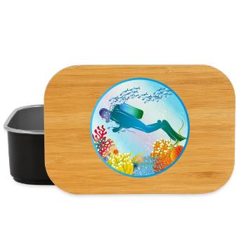 Divers in the colorful coral reef - Lunch Box - black - Front