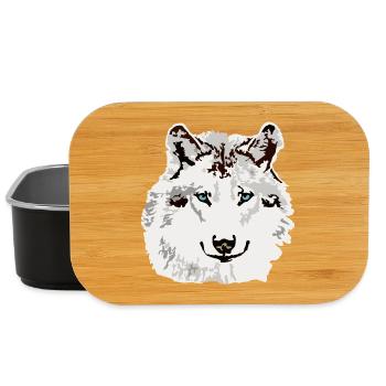 Weisser Wolf blaue Augen - Lunch Box - Schwarz - Vorne