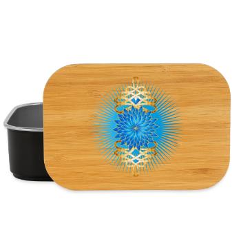 Goldbroschen Motiv mit strahlend blauer Kornblume - Lunch Box - Schwarz - Vorne