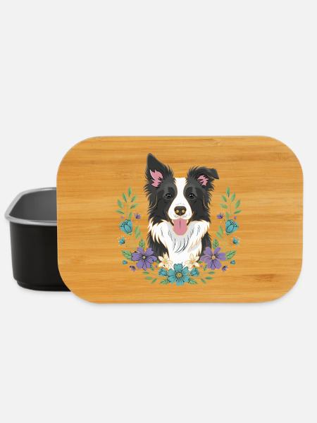 Border Collie Blumenfeier - Lunch Box - Schwarz