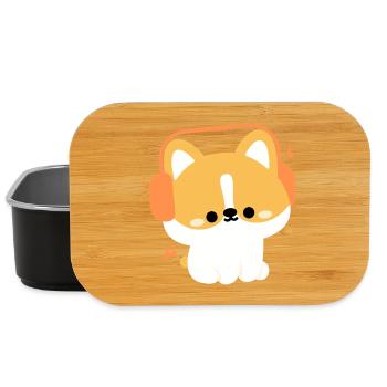 Headphone Corgi - Lunch Box - black - Front