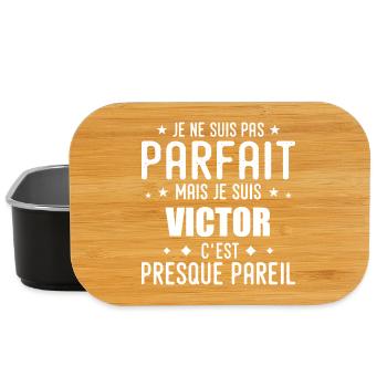 Victor: authentic, imperfect, top, perfection - Lunch Box - black - Front