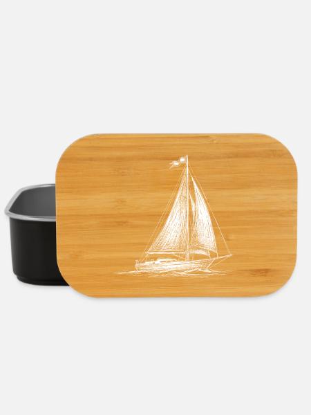 Klassische Segelyacht – Elegante Skizze im Nautik- - Lunch Box - Schwarz
