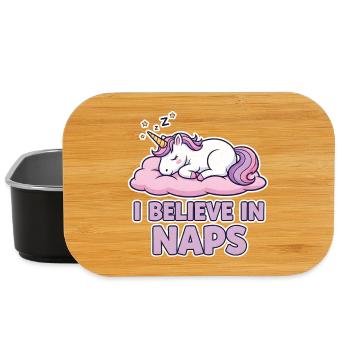 Sleeping Unicorn on Cloud – Naps - Lunch Box - black - Front