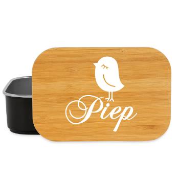 Spatz Piep – Piepmatz Vogel Cartoon Motiv - Lunch Box - Schwarz - Vorne