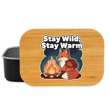 Restez sauvage, restez au chaud - Renard au feu de camp - Boîte à goûter - noir - Devant