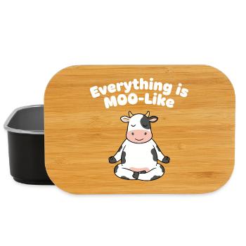 Zen Cow Meditation Motif - Lunch Box - black - Front