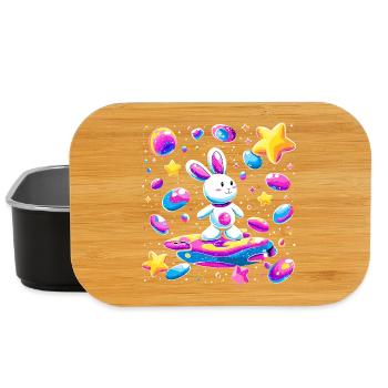 Galaktischer Hase auf Surfbrett - Lunch Box - Schwarz - Vorne