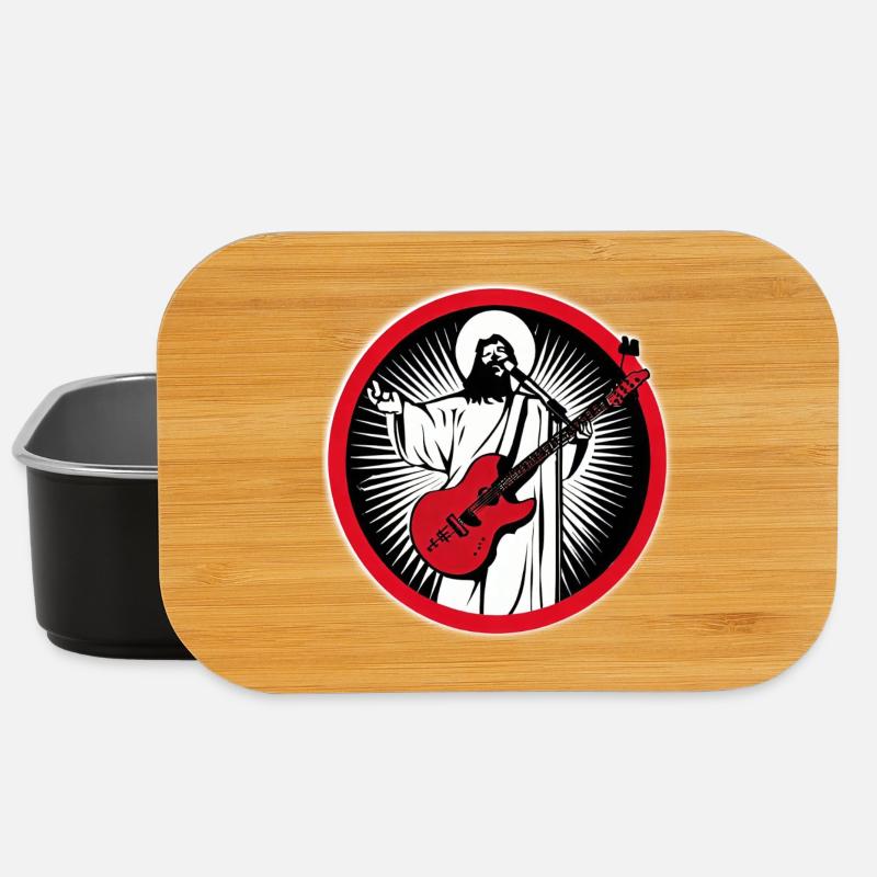 Jesus mit roter Gitarre im Kreis - Lunch Box - Schwarz