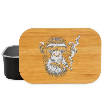Chimp Smoking Portrait - Lunch Box - black - Front