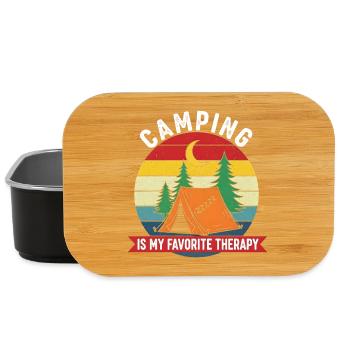 Camping Is My Favorite Therapy Retro - Lunch Box - black - Front