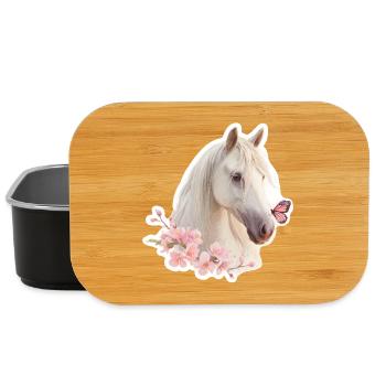 Pferd mit Schmetterling - Lunch Box - Schwarz - Vorne
