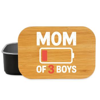 Maman de 3 garçons Batterie faible - Boîte à goûter - noir - Devant