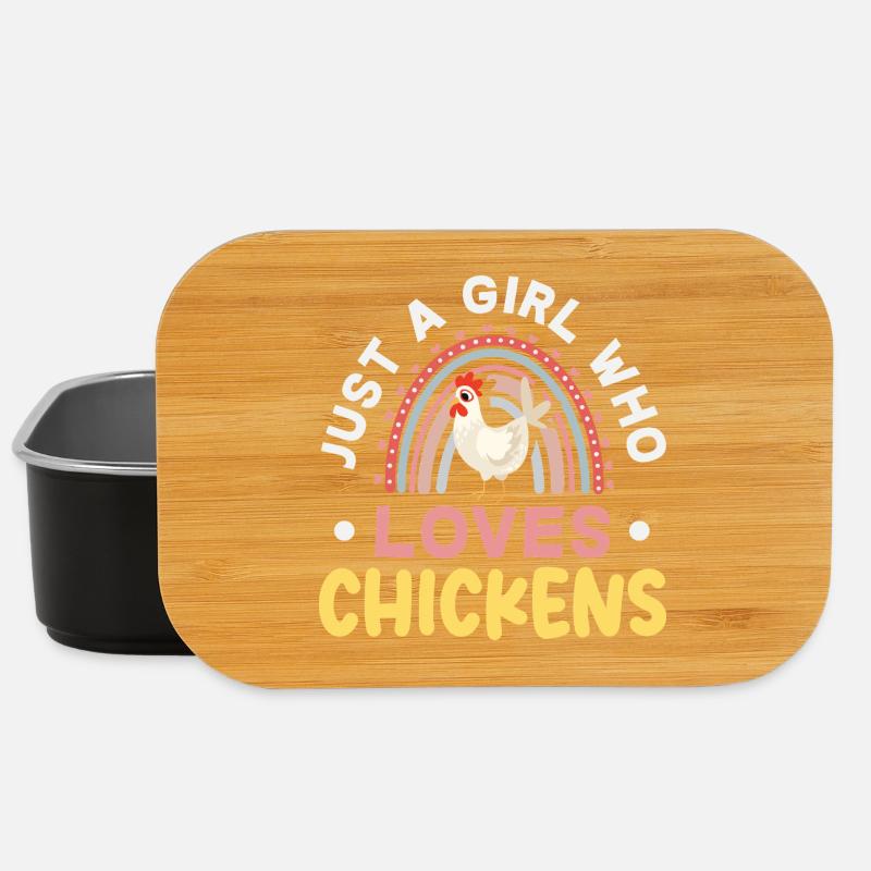Girl Loving Chickens Rainbow - Lunch Box - black