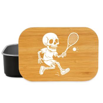 Jeu de tennis squelette Humour Design - Boîte à goûter - noir - Devant