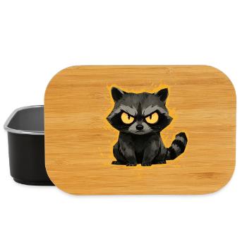 Raccoon - Angry Cute Animal Motif - Lunch Box - black - Front