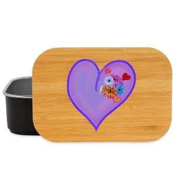 Frühling Sommer Herz mit bunten Blumen - Lunch Box - Schwarz - Vorne