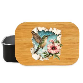 Colibri avec fleur - Boîte à goûter - noir - Devant